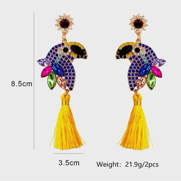 Parrot Tassel Earrings - Picture 5 of 5